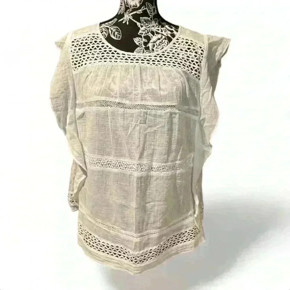 a.n.a.- white lace sleeveless cotton blouse- women’s 1X - Picture 1 of 4
